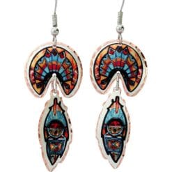 By wearing these charming dangle feathers and sun kachina earrings, you will be the envy of everyone