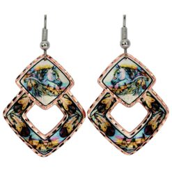 Horse Earrings Inspired by Native Indian Feather and Horse Artwork