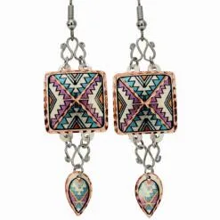 Buy SW Native American earrings made from copper embellished with silver color wires