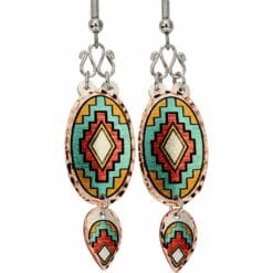 Oval colorful SW Native American earrings embellished with wires