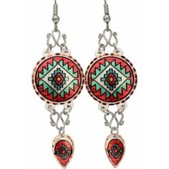 Round colorful SW Native American earrings embellished with wires