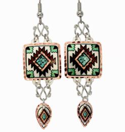 SW Native American earrings decorated with dangle wires