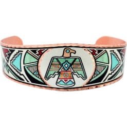 Copper Thunderbird bracelets handmade in vibrant colors