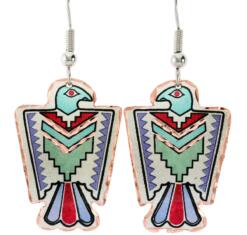 Colorful Cut out copper Thunderbird earrings handmade in SW Native flair
