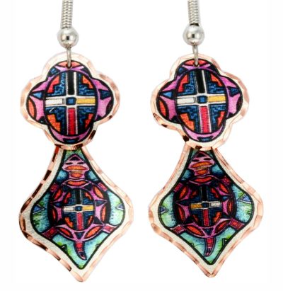 Turtle Earrings with SW Native Art Dangle
