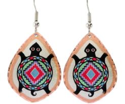 Colorful handmade copper turtle earrings, stylish and original