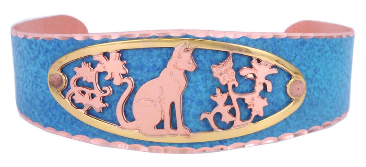 Wholesale handcrafted bracelets, buy sitting cat bracelet delicately cut out in gold and copper Wholesale handcrafted bracelets, buy sitting cat bracelet delicately cut out in gold and copper