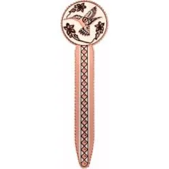 Handcrafted Haida Native hummingbird and flower pure copper and silver-plated bookmark