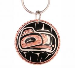 Buy handmade copper gifs online, intriguing Native Haida eagle keychains for women