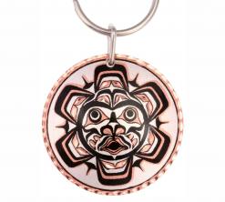 The perfect copper handmade gifts that do not need polishing. Buy Native Haida sun totem keychains