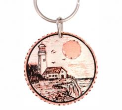 Buy lighthouse keychains handmade from copper silver-plated and diamond cut to sparkle. No polishing required.