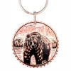 Wholesale unique copper gifts, grizzly bear keychains handmade from copper silver-plated and diamond cut to sparkle