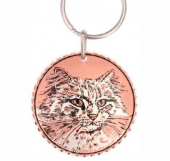 Round copper cat keychains, wholesale handmade gifts