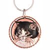 Cute black and white kitten keychains handmade from copper in fine quality Buy handmade copper gifs online, pretty cat keychains for women