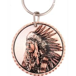 Native Indian chief handmade from copper in round shape