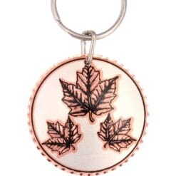 Maple leaf keychains handmade from copper. No polishing required