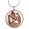 Round copper western prancing horse keychains, wholesale handmade gifts
