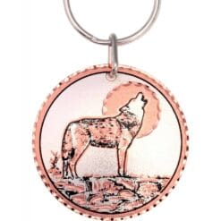 Round copper howling wolf keychains, wholesale handmade gifts