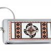 Rectangular silver-plated keychains decorated with copper SW Native American artwork