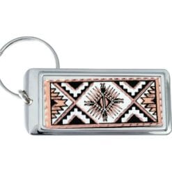 SW Native handmade keychains, rectangular silver keychains decorated with copper artwork
