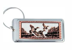 Buy original Canada goose keychains handmade from copper accentuated with the silver-plated rectangular bezel. No polishing required