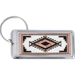 SW Native keychains handmade from copper inset into rectangular silver color bezel