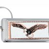 Buy original flying eagle keychains handmade from copper accentuated with the silver-plated rectangular bezel. No polishing required