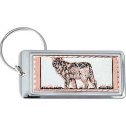 Wolf keychains handmade from copper silver-plated and diamond cut to sparkle