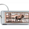 Buy rectangular silver plated and copper artwork decorated moose keychains