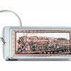 Buy rectangular silver plated and copper artwork decorated steam train keychains
