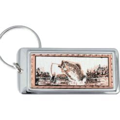 Buy rectangular silver plated and copper artwork decorated fisherman keychains
