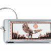 Rectangular silver plated keychains decorated with copper eagle artwork Rectangular silver plated keychains decorated with copper eagle artwork