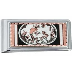 Silver Plated Rectangular Men's Money Clips, Unique Handmade Kokopelli Money Clips
