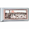 Silver Plated Rectangular Men's Money Clips, Unique Handmade Desert Scene and Roadrunner Money Clips