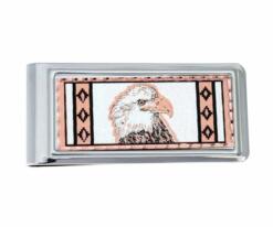 Silver Plated Rectangular Men's Money Clips, Unique Handmade Bald Eagle Money Clips