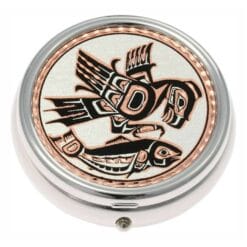 Buy Native Haida Indian Eagle and Salmon Handmade Copper Artwork Decorated Silver Color Pill Boxes