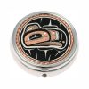 Buy Stylish Silver Color Pill Boxes Embellished with American Native Haida Indian Eagle Copper Artwork