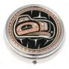 Native Haida Indian Eagle Handmade Copper Artwork Decorated Silver Color Pill Boxes