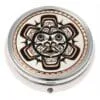 Native Haida Sun Totem Handmade Copper Artwork Decorated Silver Color Pill Boxes
