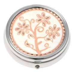 Silver Background Flower Copper Artwork Embellished Pill Boxes