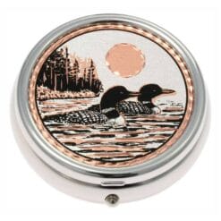 Buy Handmade Loons on the Lake Copper Artwork Decorated Stylish Pill Boxes