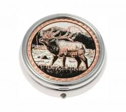 Handmade Copper Elk Artwork Decorated Stylish Pill Boxes