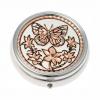Handmade Copper Butterfly Artwork Decorated Silver Color Pill Boxes