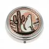 Buy  Silver Color Pill Boxes Embellished with Desert Scene and Coyote Copper Artwork