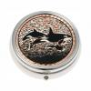 Unique and Elegant Silver Color Pill Boxes Decorated with Killer Whale Copper Artwork