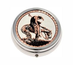 End of the trail handmade copper artwork decorated silver plated pill boxes