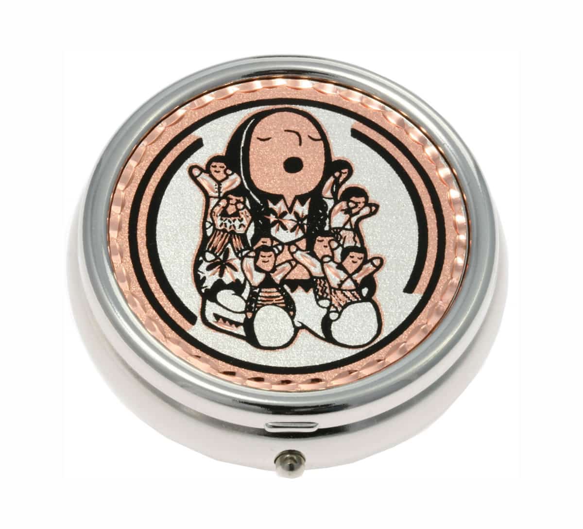 Special Native Indian Storyteller Handmade Copper Pill Boxes Special Native Indian Storyteller Handmade Copper Pill Boxes