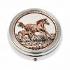 Handmade Copper Foal and Horse Artwork Decorated Silver Color Pill Boxes