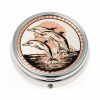 Silver Color Pill Boxes Embellished with Dolphin Copper Artwork