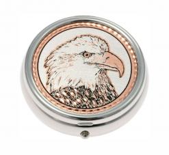 Silver Color Pill Boxes Embellished with American Eagle Copper Artwork